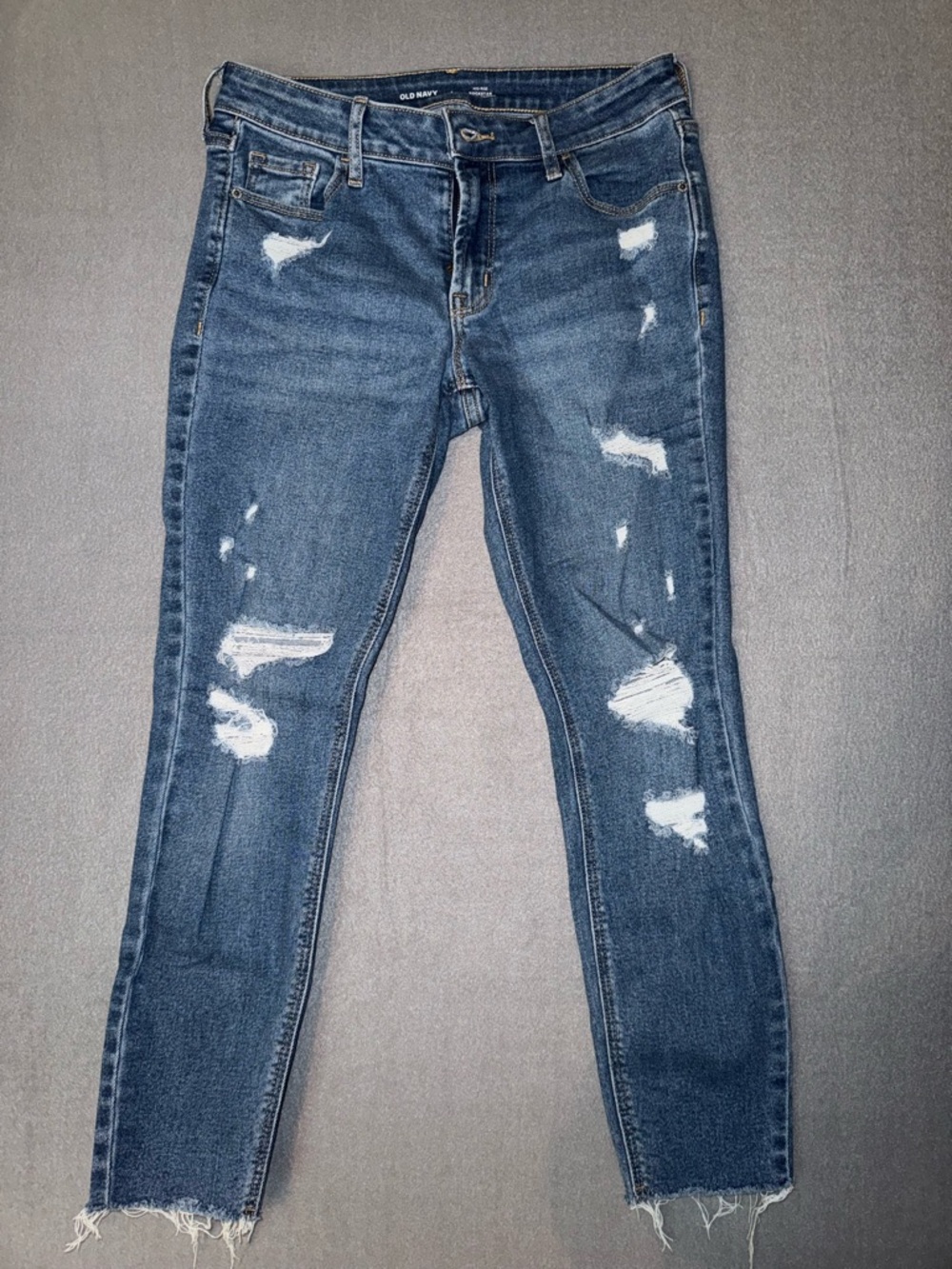 Old Navy Women's Dark Blue Distressed Skinny Jeans